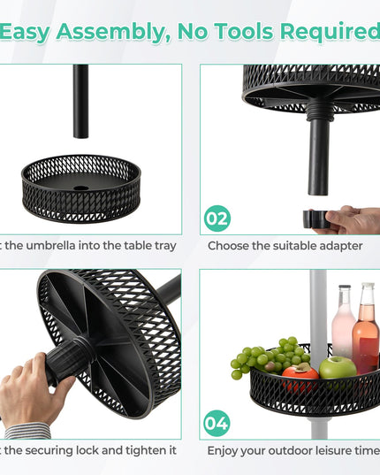 Giantex Portable Outdoor Side Table with Umbrella Hole