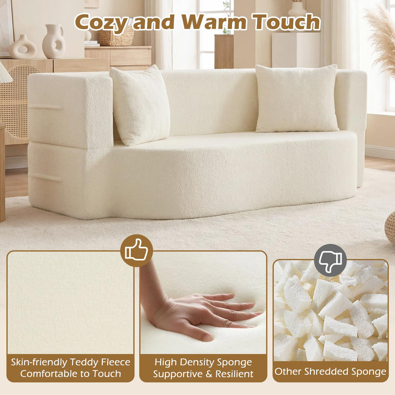 Giantex 75.5" Folding Sofa Bed with 2 Comfortable Pillows