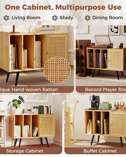 Meuble pour tourne-disque Giantex avec station de recharge | Étagère de présentation pour disques vinyles pour salon