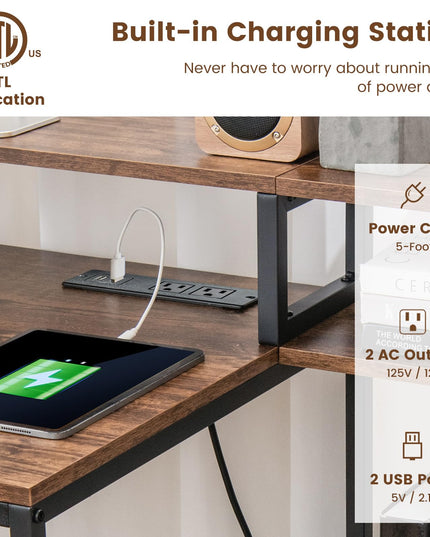 Giantex 67" Computer Desk with File Drawers Cabinet, Home Office Desk with Monitor Stand