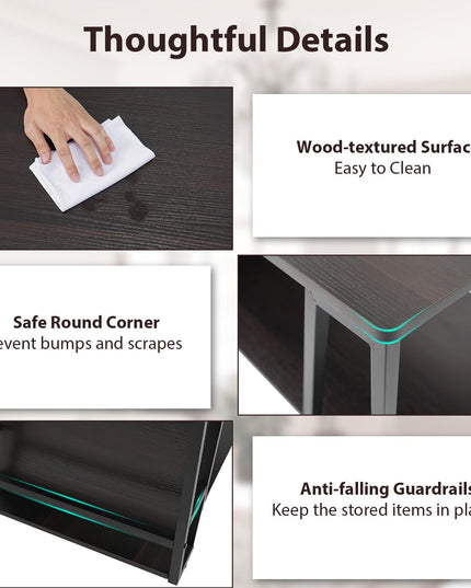 Giantex Modern 2-Tier Rustic Wood Rectangular Geometric Coffee Table with Storage