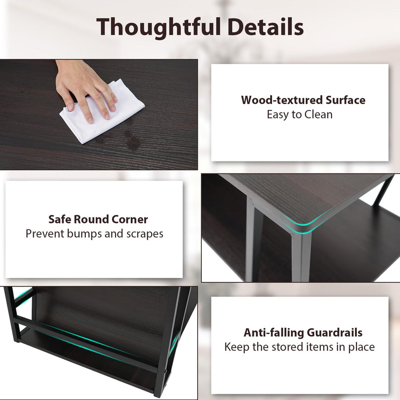 Giantex Modern 2-Tier Rustic Wood Rectangular Geometric Coffee Table with Storage