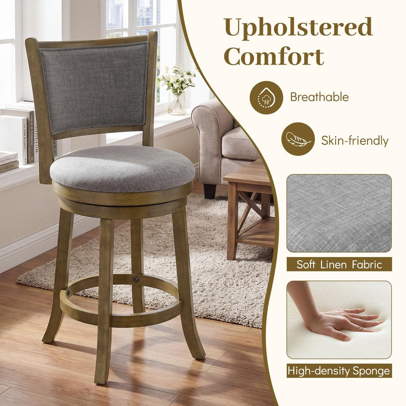 Giantex 25" Counter Height Bar Stools Set of 2/4 Swivel Barstools