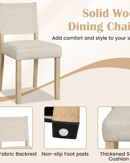 Set of 2/4 Upholstered Dining Chairs with Linen Fabric Seat