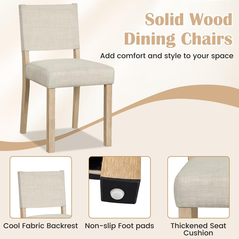 Set of 2/4 Upholstered Dining Chairs with Linen Fabric Seat