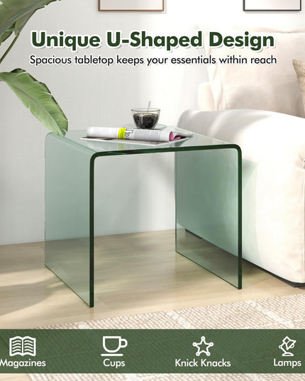 Giantex Tempered Glass Coffee Table Set of 3 Modern Living Room Tables Set for Small Spaces