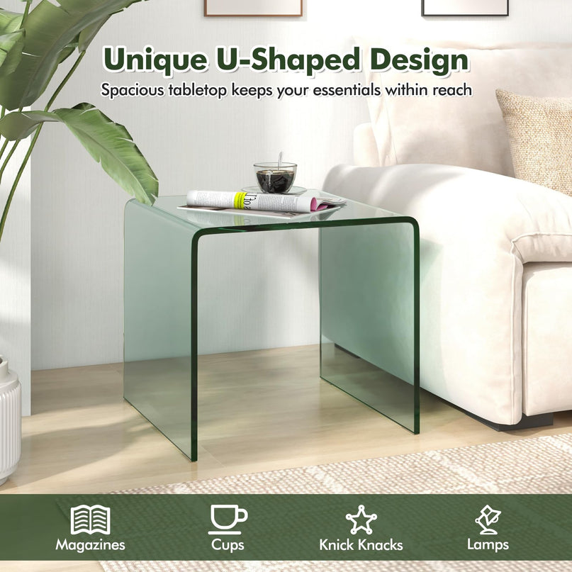 Giantex Tempered Glass Coffee Table Set of 3 Modern Living Room Tables Set for Small Spaces