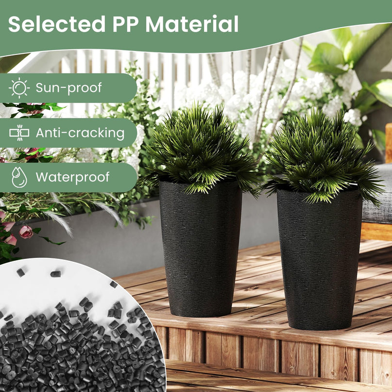 Giantex 21” Tall Plastic Planters Set of 2 for Front Porch Home Garden