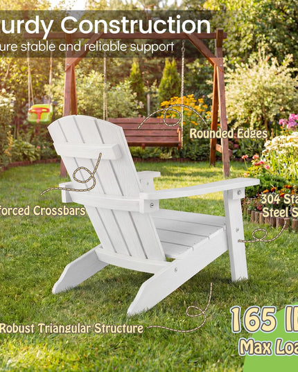 Chaise Adirondack pour enfants Giantex en PEHD – Chaise de jardin toutes saisons pour tout-petits au design ergonomique