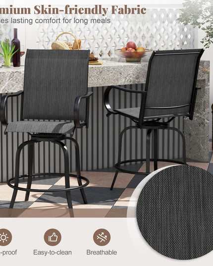 Giantex Swivel Outdoor Bar Stools, All-Weather Bar Height Patio Chairs