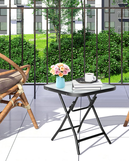 Giantex Folding Side Table, Square Small Patio Table