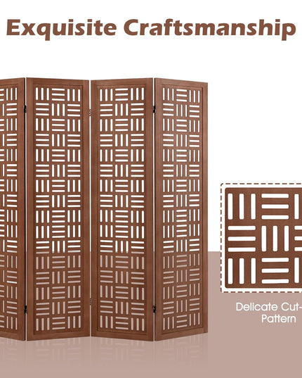 Giantex Room Divider - Folding Room Dividers with Carved Cutout Pattern & Solid Wood Frame