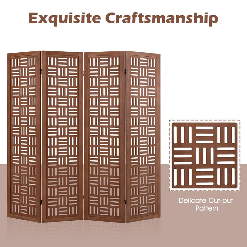 Giantex Room Divider - Folding Room Dividers with Carved Cutout Pattern & Solid Wood Frame