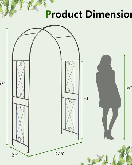 Giantex Garden Arbors Trellises, 7.2FT Metal Garden Arch for Climbing Plants Roses