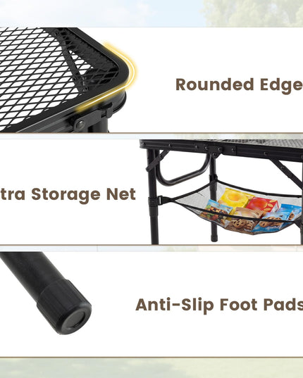 Giantex 2 FT Folding Camping Table Max 28" w/ 3 Adjustable Heights