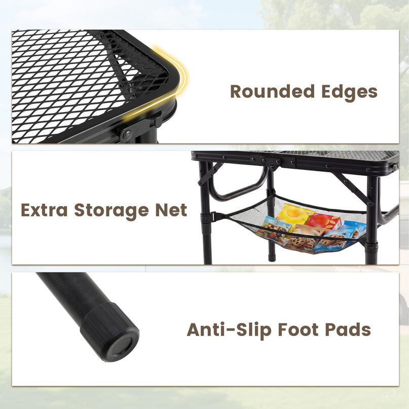 Giantex 2 FT Folding Camping Table Max 28" w/ 3 Adjustable Heights