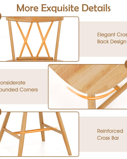 Giantex Wooden Dining Chairs Set of 2/4, Farmhouse Windsor Kitchen Chairs w/Cross Back, Wide Seat