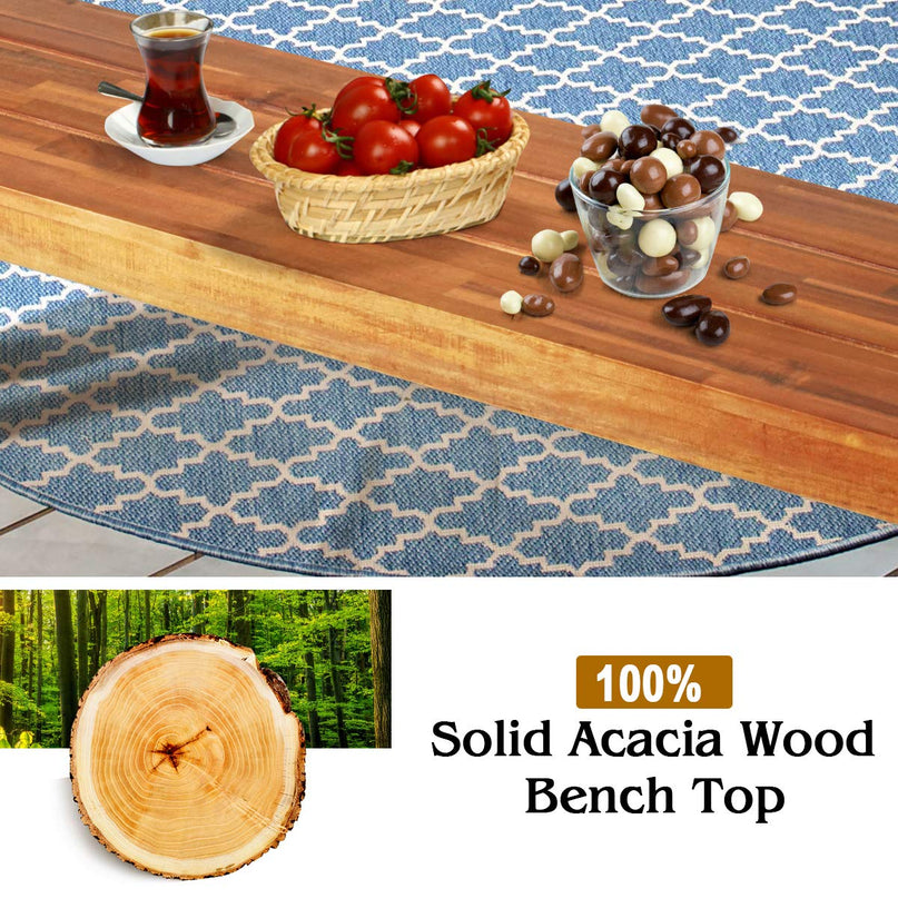 Giantex Outdoor Bench Acacia Wood Patio Seating