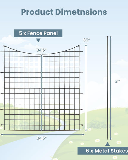 Giantex Decorative Garden Fence 5 Pack (39''(H) x 14.3ft (L))