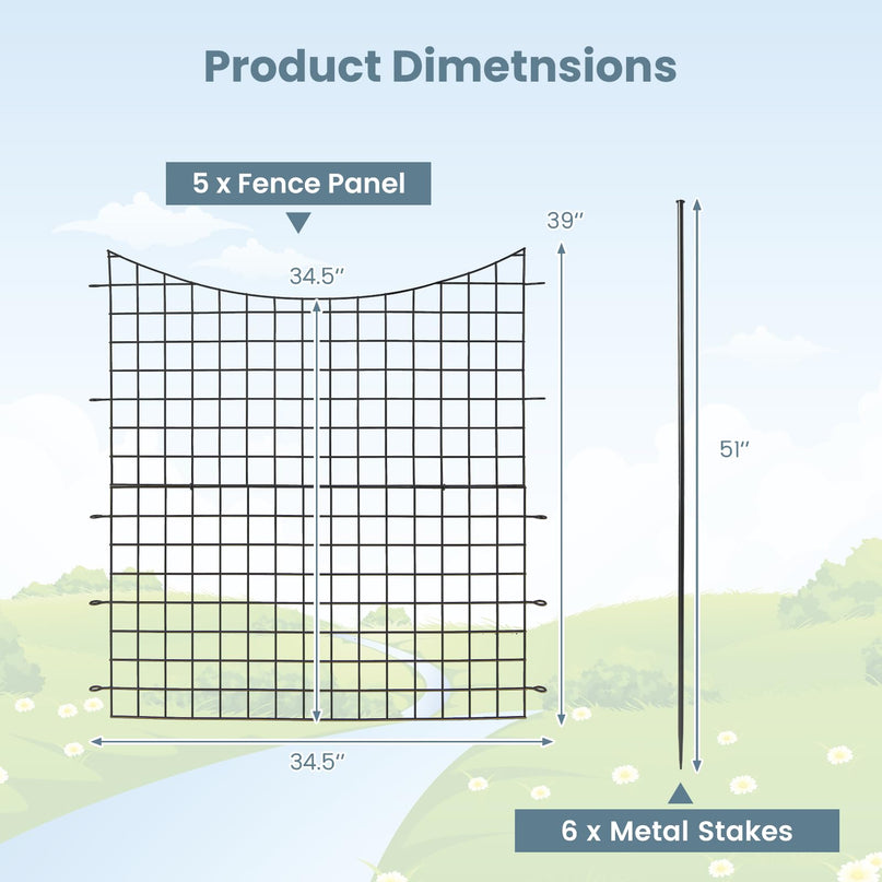 Giantex Decorative Garden Fence 5 Pack (39''(H) x 14.3ft (L))