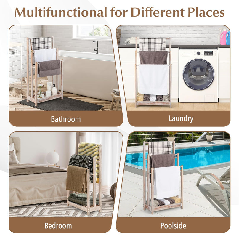 Giantex Towel Rack for Bathroom - 3 Tier Freestanding Towel Racks with Storage Shelf