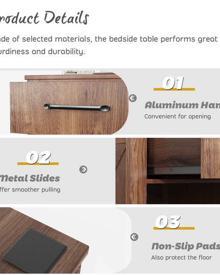 Wooden Sofa Side Table for Bedroom Office Study