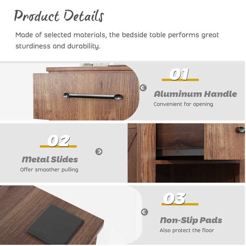 Wooden Sofa Side Table for Bedroom Office Study
