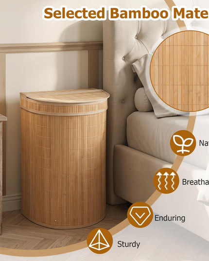 Giantex Bamboo Laundry Hamper with Zippered Lid