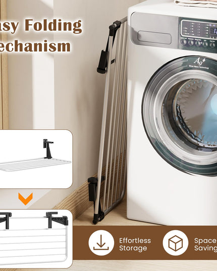 Giantex 37" L Aluminum Hanging Laundry Rack with Adjustable and Foldable Brackets