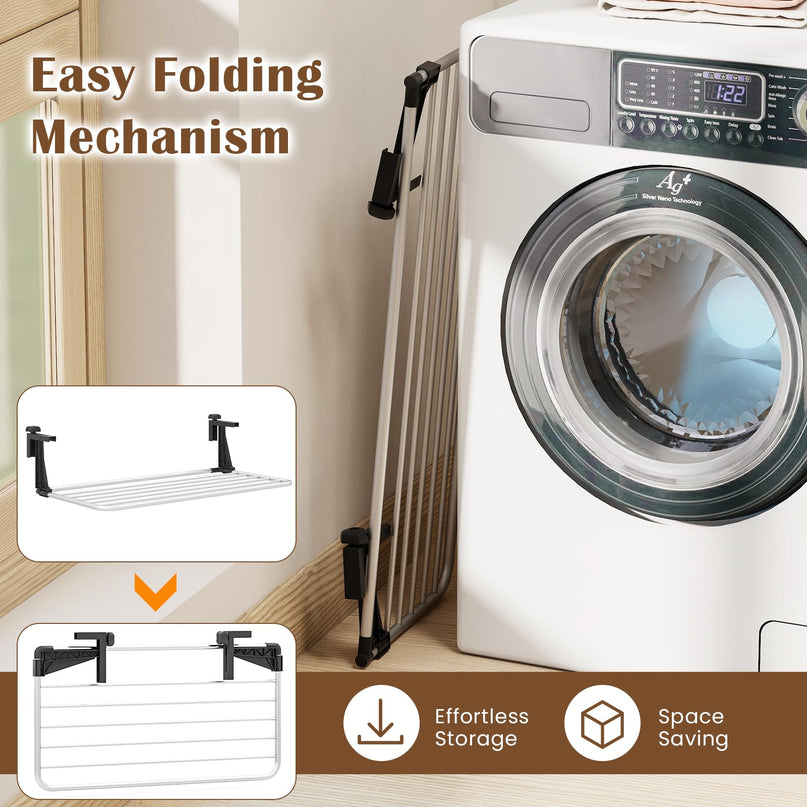 Giantex 37" L Aluminum Hanging Laundry Rack with Adjustable and Foldable Brackets