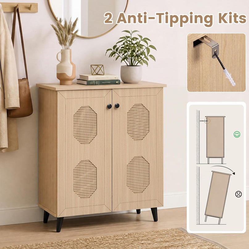 GIANTEX Geometric Shoe Cabinet with 2/3 Doors for Entryway