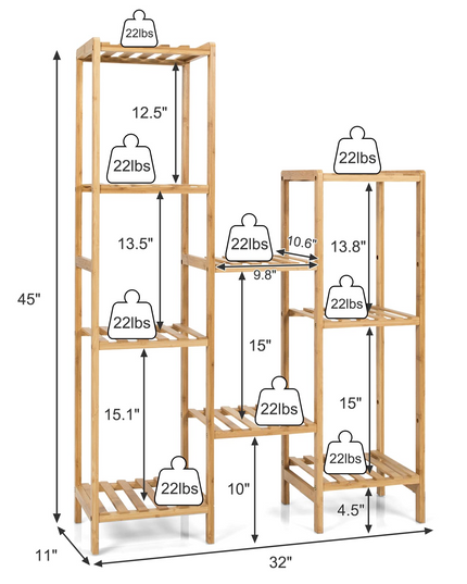 Giantex 9 Tiers Bamboo Plant Stand for Indoor Plants Multiple, Plant Shelf Flower Pots Holder