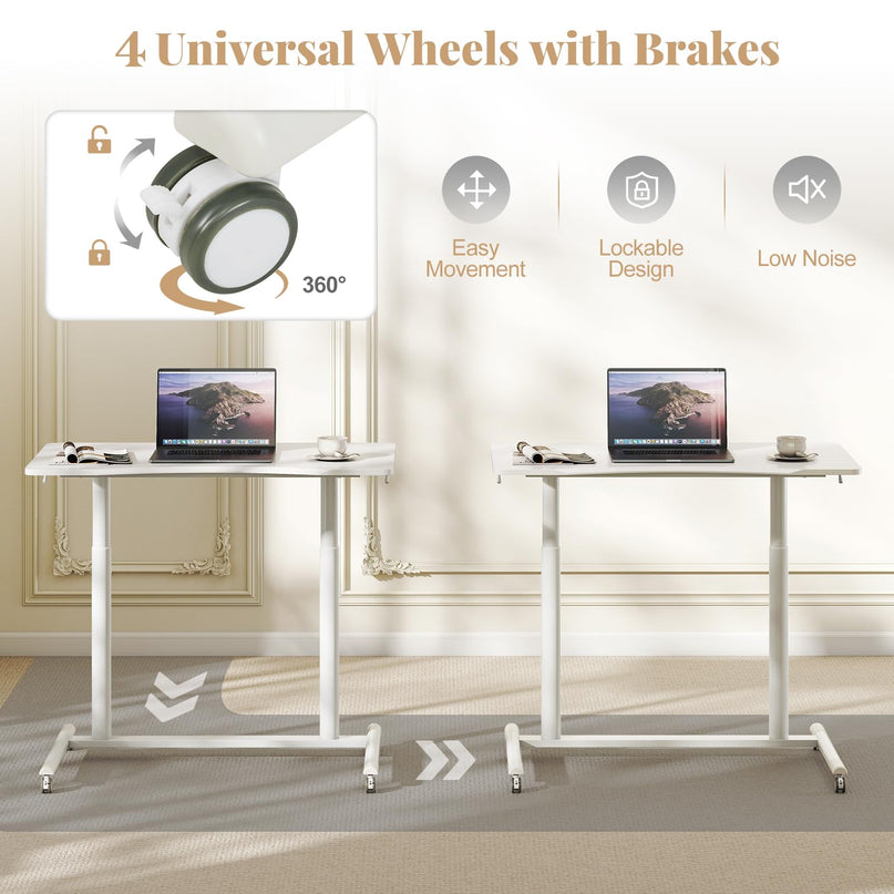 Giantex Mobile Standing Desk with Wheels & Aluminum Frame