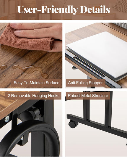 Giantex Mobile Stand up Desk, Height Adjustable, 24"D x 22"W x 49"H