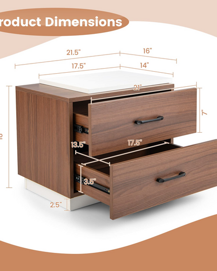 Giantex Modern Nightstand Set of 2 with 2 Drawers