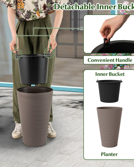 Giantex 18" Tall Flower Pot Set of 2 w/Insert Bucket