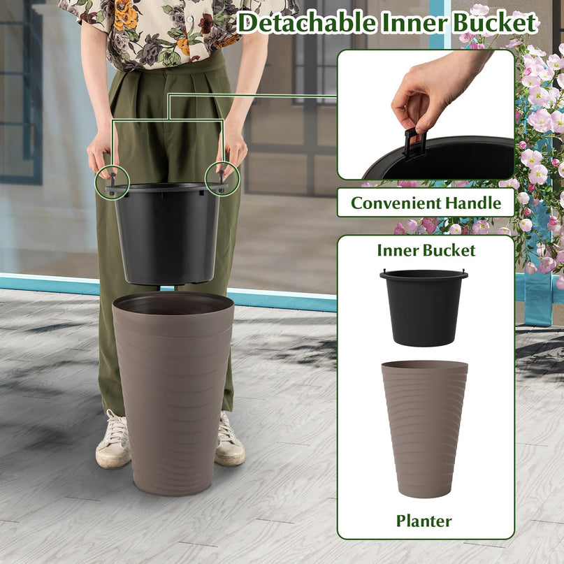 Giantex 18" Tall Flower Pot Set of 2 w/Insert Bucket