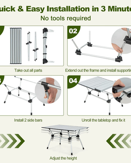 Giantex Folding Camping Table, Heavy-Duty Outdoor Folding Table w/Carry Bag