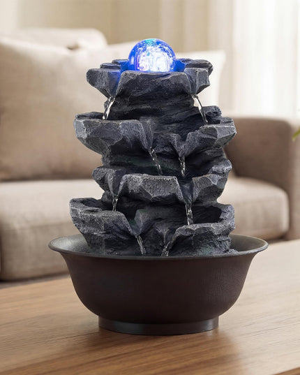 Giantex Stacked Rock Cascade Tabletop Water Fountain for Office Home Relaxation