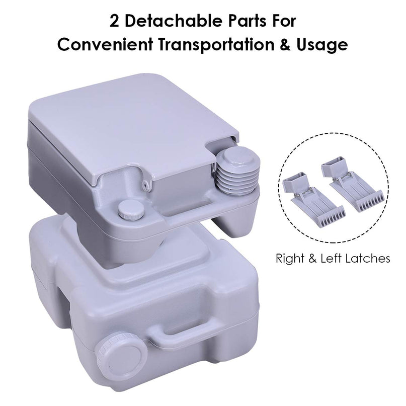 Portable Toilet 5.3 Gallon with T-Shaped Flush System