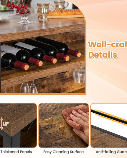 4 Tier Liquor Bar Table with Footrest - Giantex