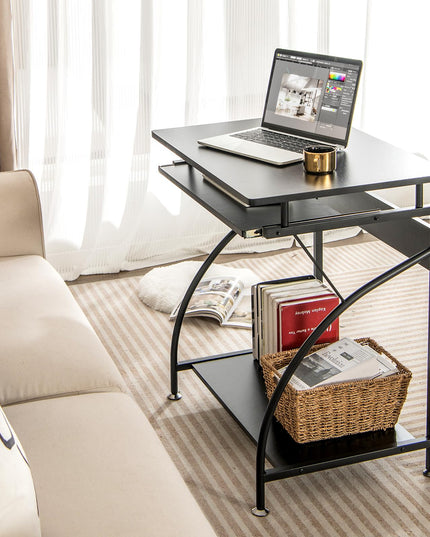 Giantex Computer Desk for Small Spaces, 27.5" Laptop Table with Pull-Out Keyboard Tray & Bottom Storage Shelf