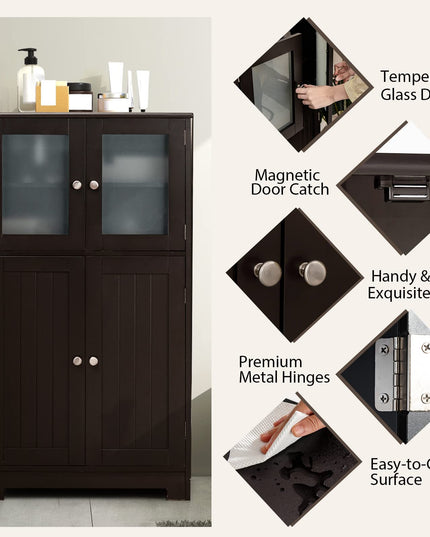Giantex Storage Cabinet with Doors - Bathroom Floor Cabinet, Freestanding Tall Cabinet