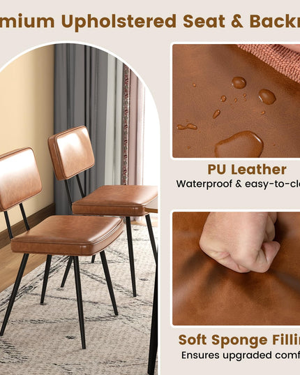 Giantex PU Leather Dining Chairs Set of 2/4, Upholstered Kitchen Chairs w/Padded Backrest & Seat, Metal Legs