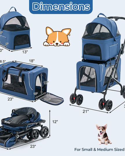 Giantex Double Dog Stroller - Pet Stroller for 2 Dogs