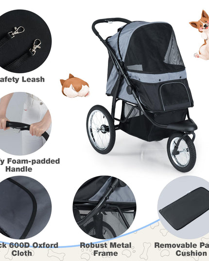 Giantex Dog Stroller for Small & Medium Dogs Cats Foldable Pet Stroller