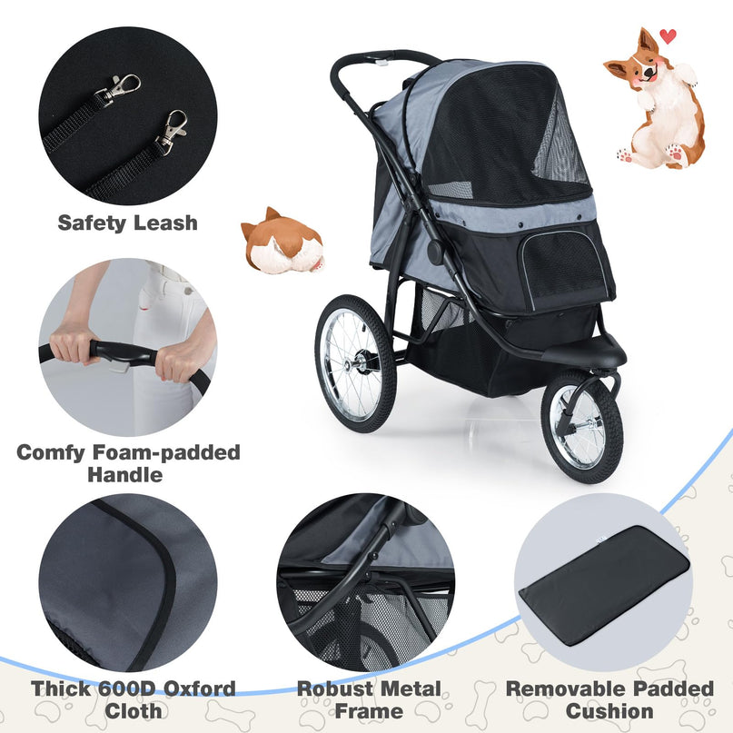 Giantex Dog Stroller for Small & Medium Dogs Cats Foldable Pet Stroller