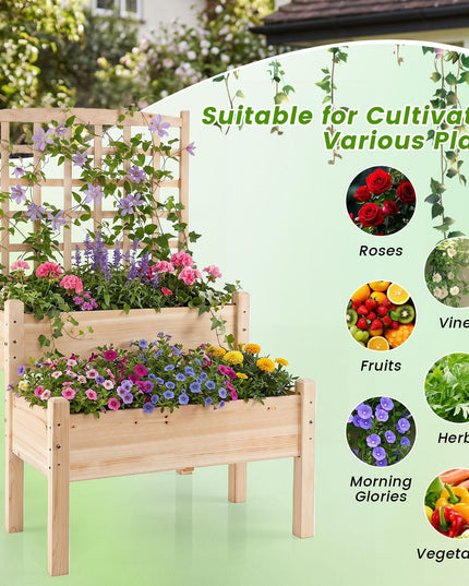 Giantex Raised Garden Bed with Trellis for Patio Backyard Balcony