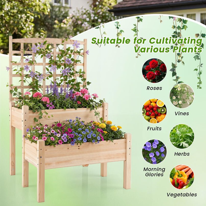 Giantex Raised Garden Bed with Trellis for Patio Backyard Balcony