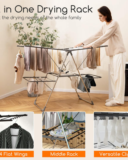 Giantex Clothes Drying Rack, Foldable Laundry Drying Rack with 33 Drying Rails